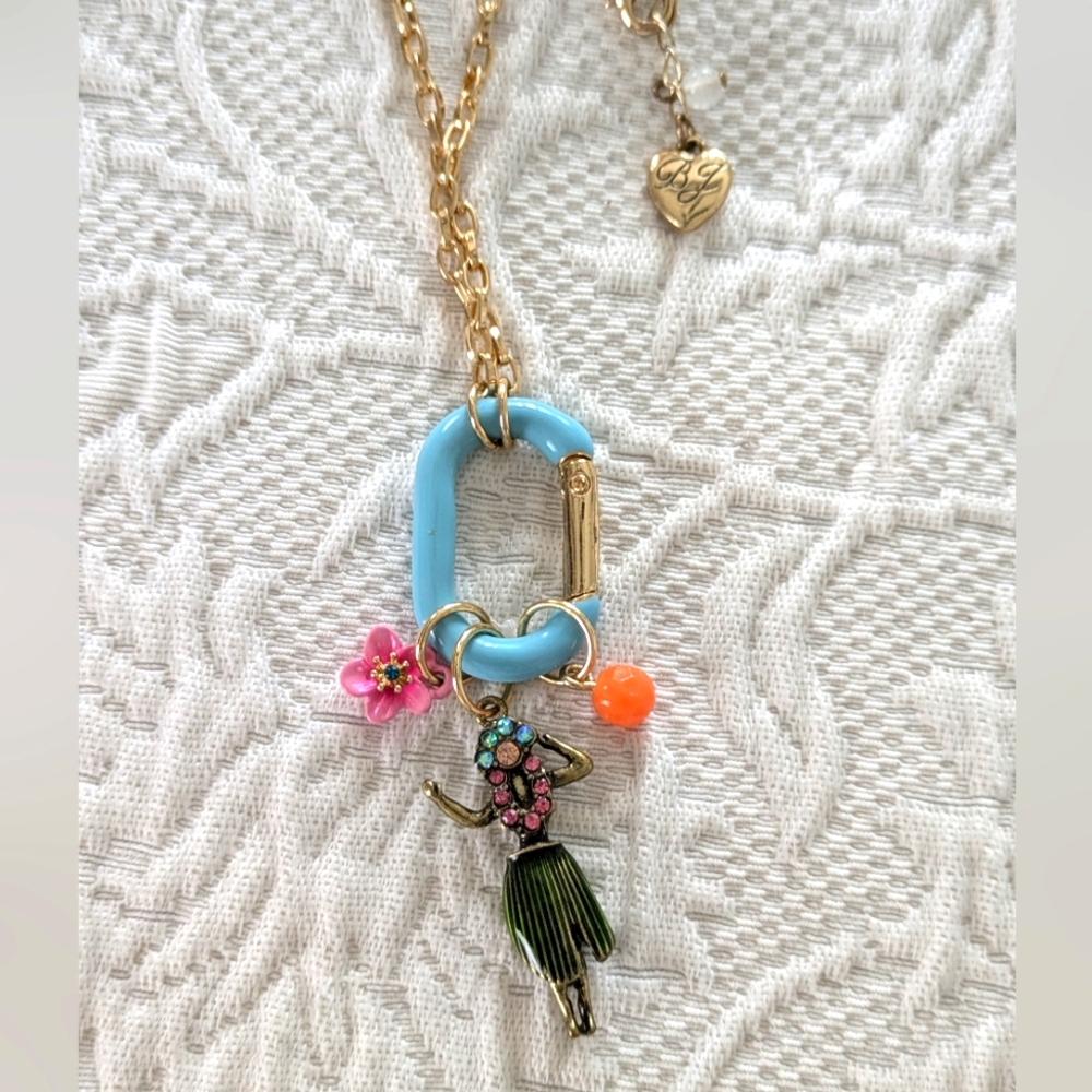 NWT Betsey Johnson Hula Girl Necklace Island Time